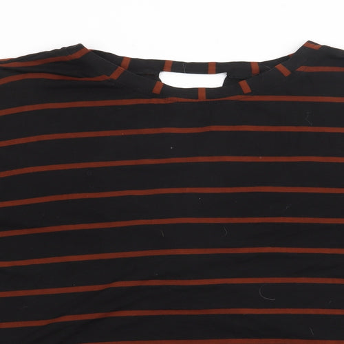 George Womens Black Crew Neck Striped Viscose Pullover Jumper Size 14