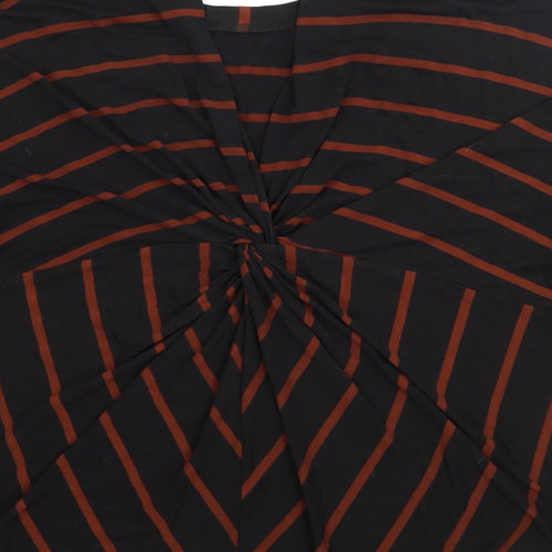 George Womens Black Crew Neck Striped Viscose Pullover Jumper Size 14
