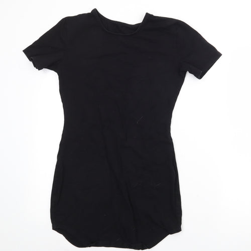 Preowrn Girls Black  Cotton T-Shirt Dress  Size M  Round Neck