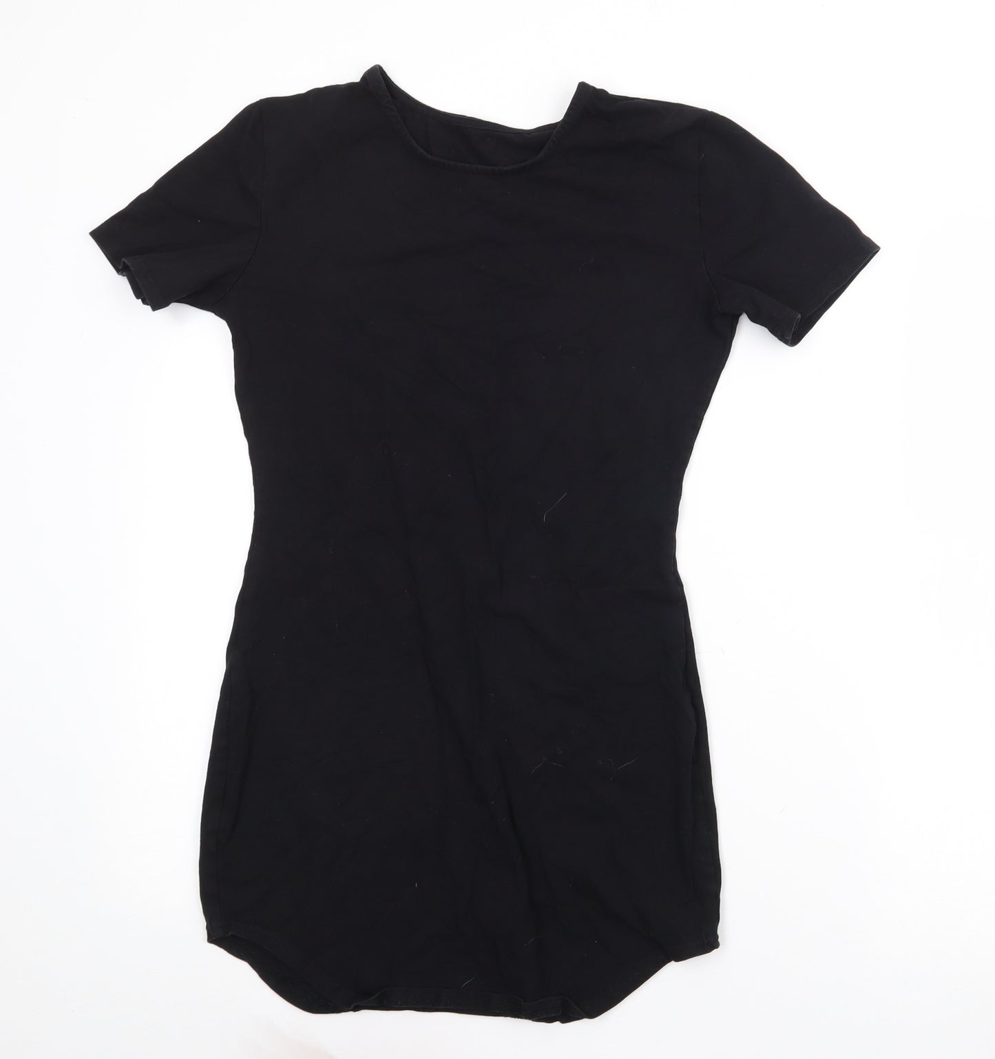 Preowrn Girls Black  Cotton T-Shirt Dress  Size M  Round Neck