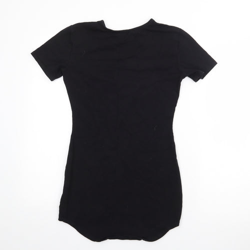 Preowrn Girls Black  Cotton T-Shirt Dress  Size M  Round Neck