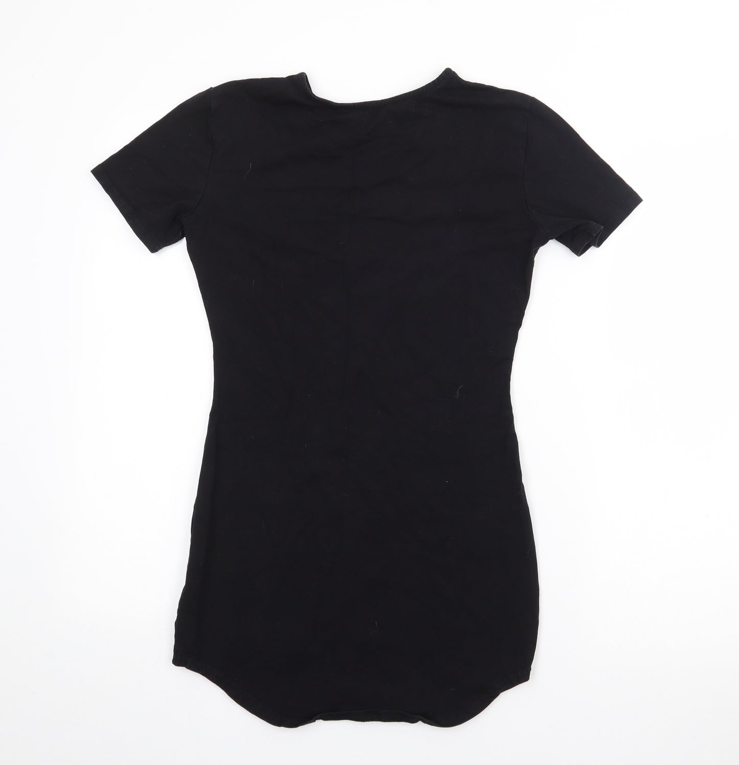 Preowrn Girls Black  Cotton T-Shirt Dress  Size M  Round Neck