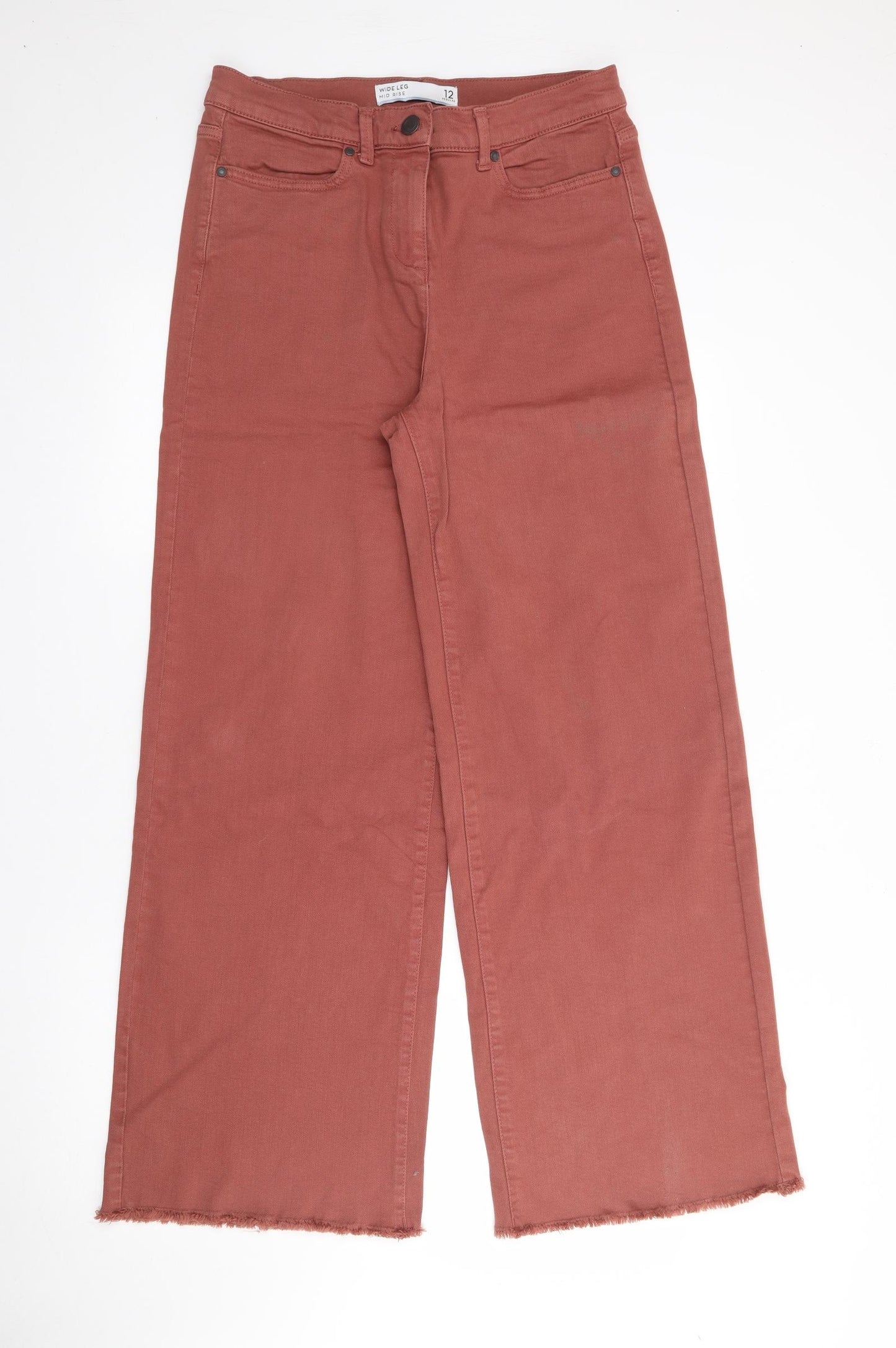 NEXT Womens Red  Cotton Wide-Leg Jeans Size 12 L29 in Regular
