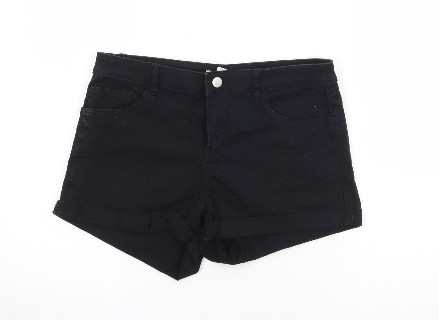 H&M Womens Black  Polyester Boyfriend Shorts Size 10  Regular