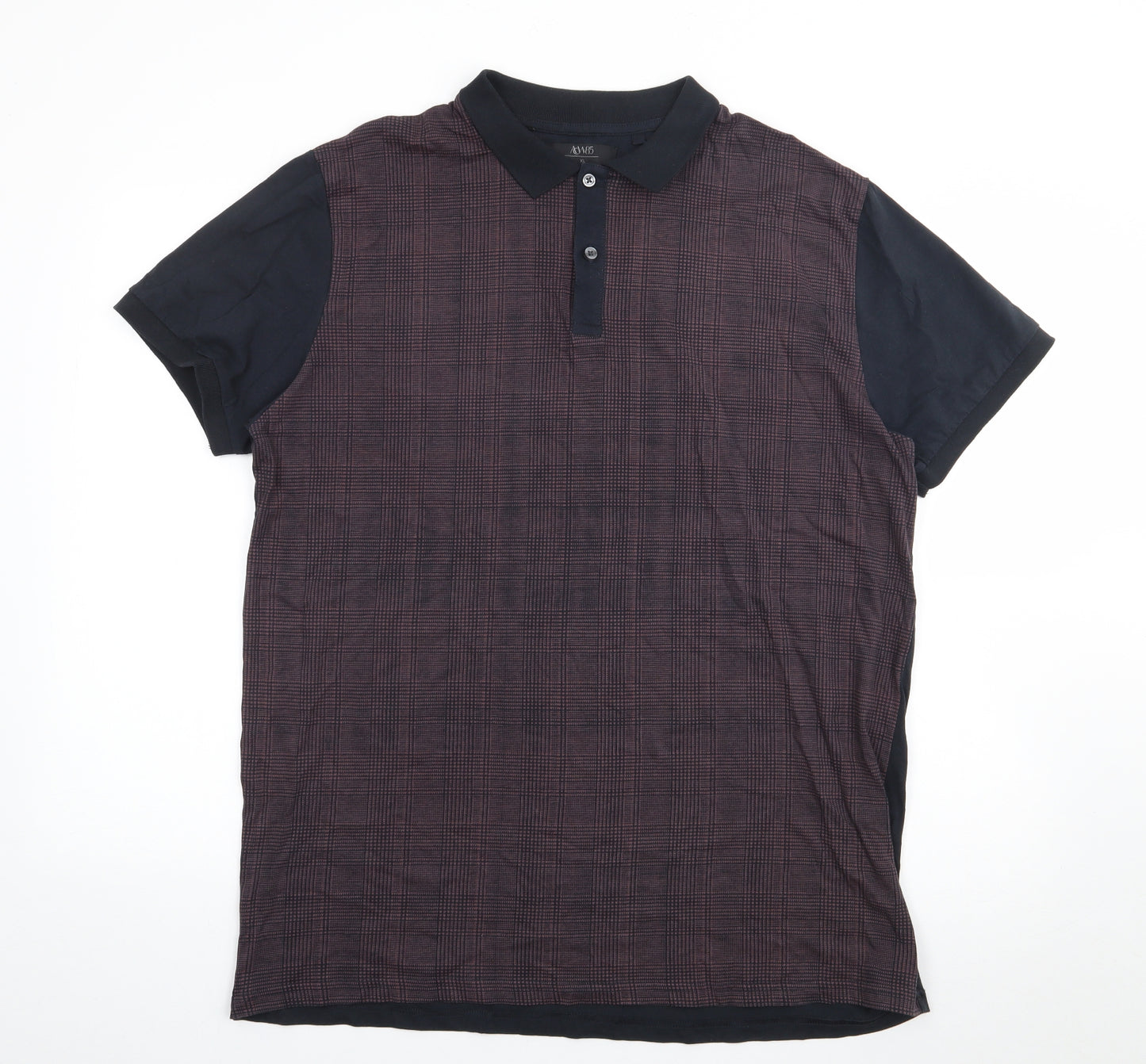 ACW85 Mens Red Geometric Cotton  Polo Size XL Collared Button