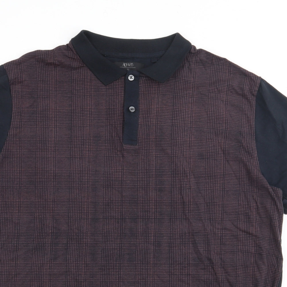 ACW85 Mens Red Geometric Cotton  Polo Size XL Collared Button