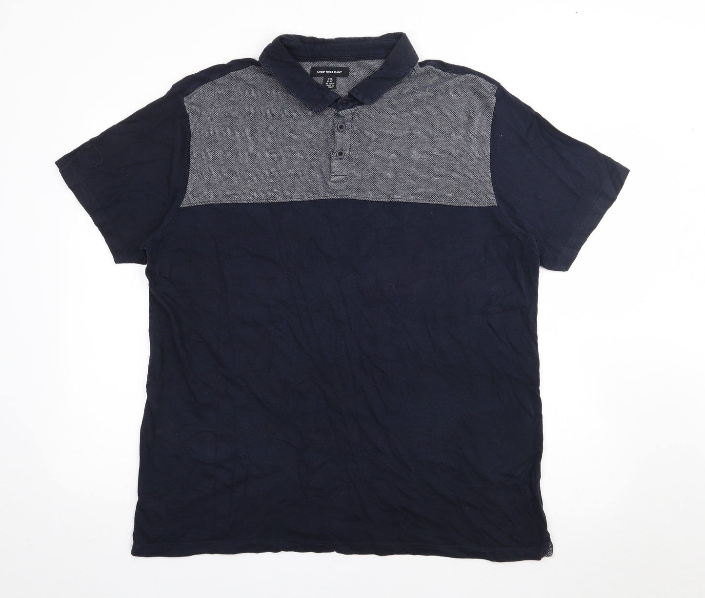 Cedar Wood State Mens Blue Geometric Polyester  Polo Size 2XL Collared Button