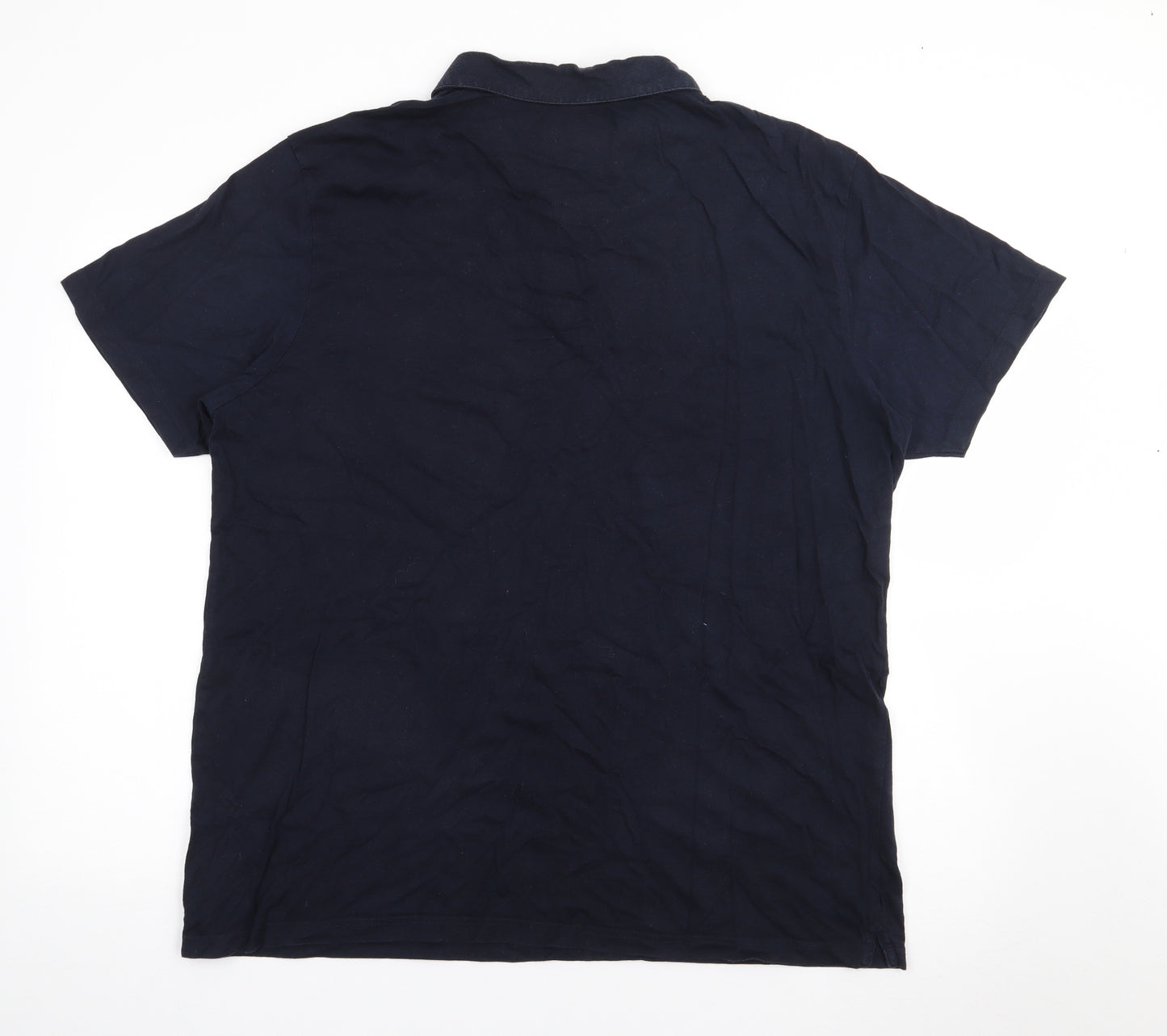Cedar Wood State Mens Blue Geometric Polyester  Polo Size 2XL Collared Button