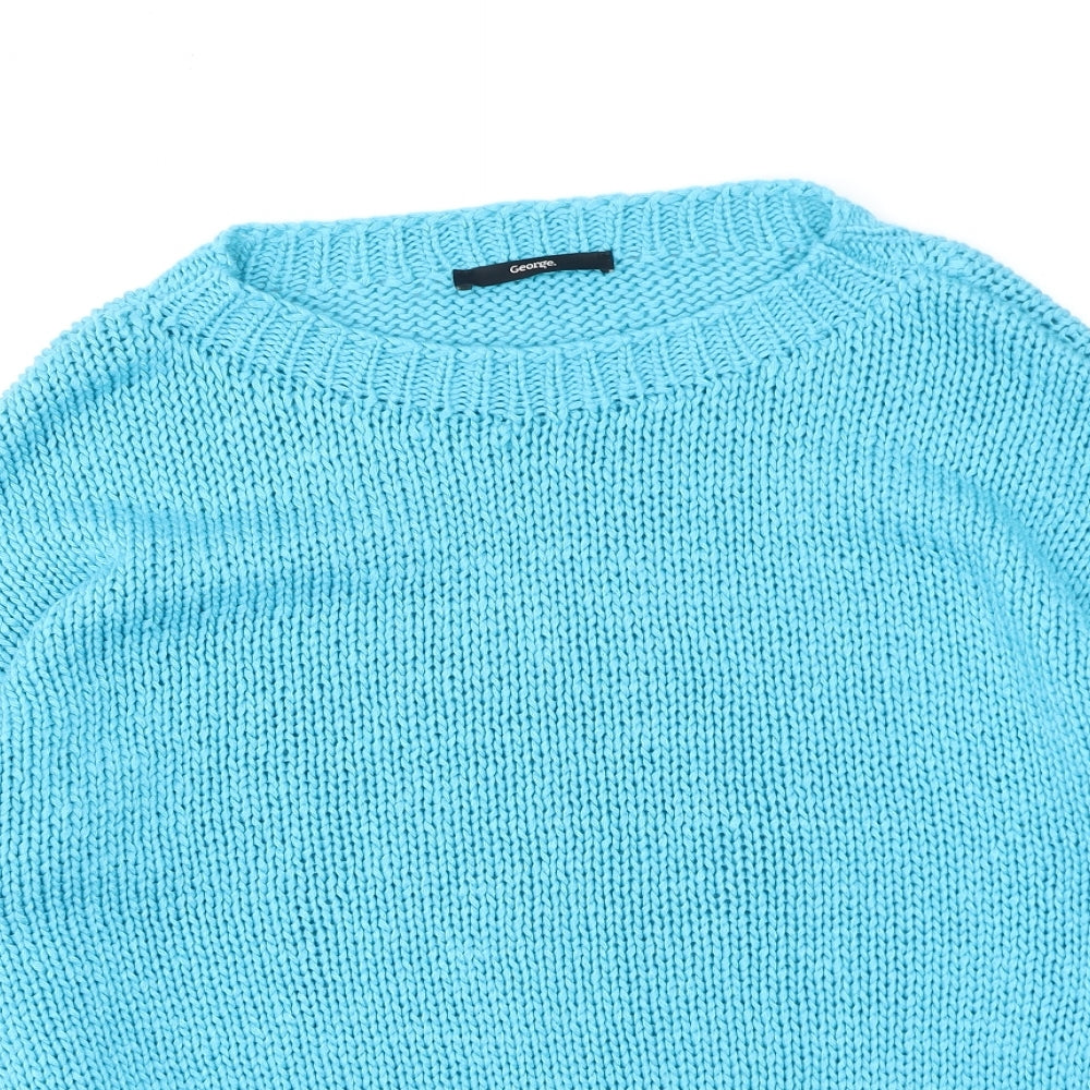 George  Womens Green Round Neck  Acrylic Pullover Jumper Size 12