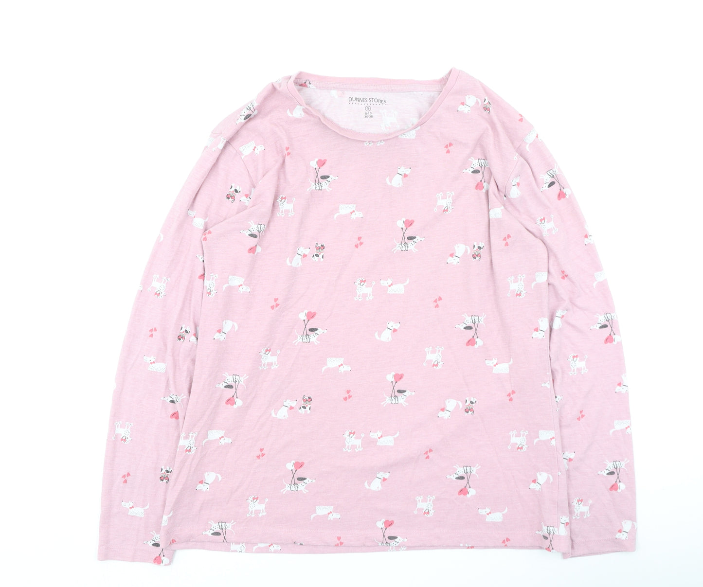 Dunnes Stores Womens Pink  Polyester Basic T-Shirt Size S Round Neck - dog