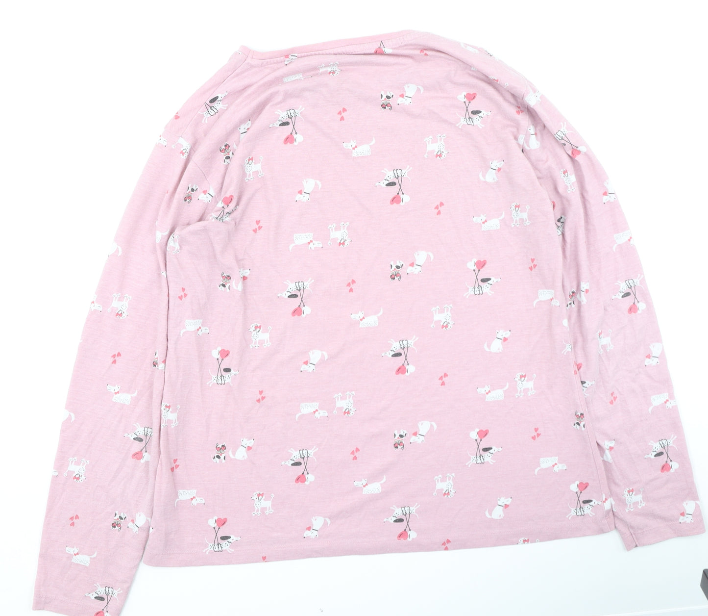 Dunnes Stores Womens Pink  Polyester Basic T-Shirt Size S Round Neck - dog