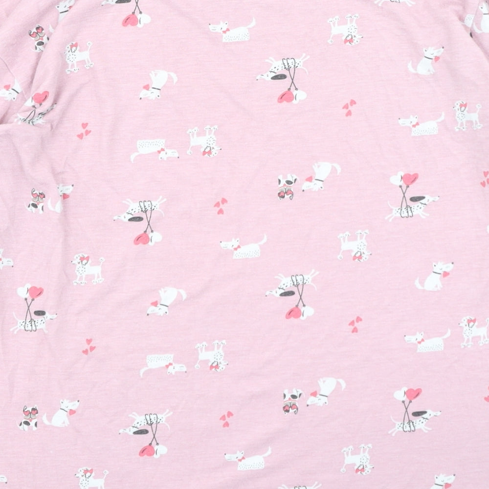 Dunnes Stores Womens Pink  Polyester Basic T-Shirt Size S Round Neck - dog