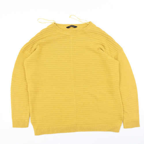 Peacocks Womens Yellow Round Neck  Acrylic Pullover Jumper Size M