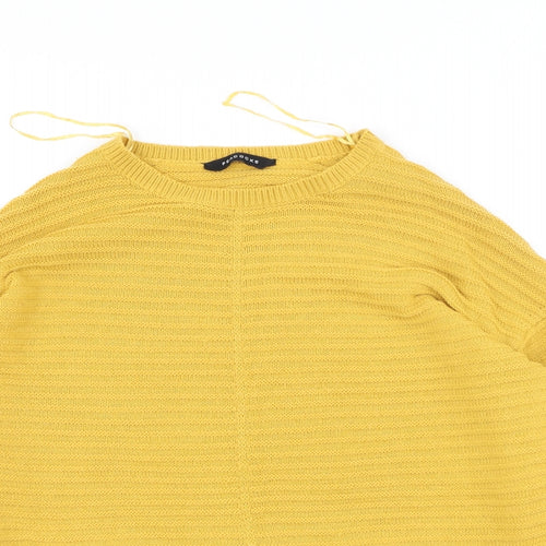 Peacocks Womens Yellow Round Neck  Acrylic Pullover Jumper Size M