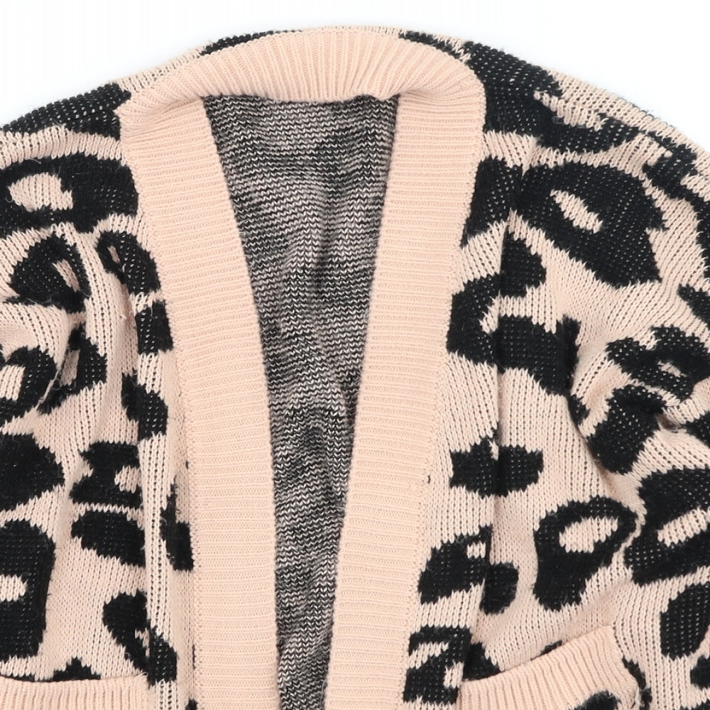 new collection Womens Multicoloured V-Neck Animal Print Acrylic Cardigan Jumper Size L