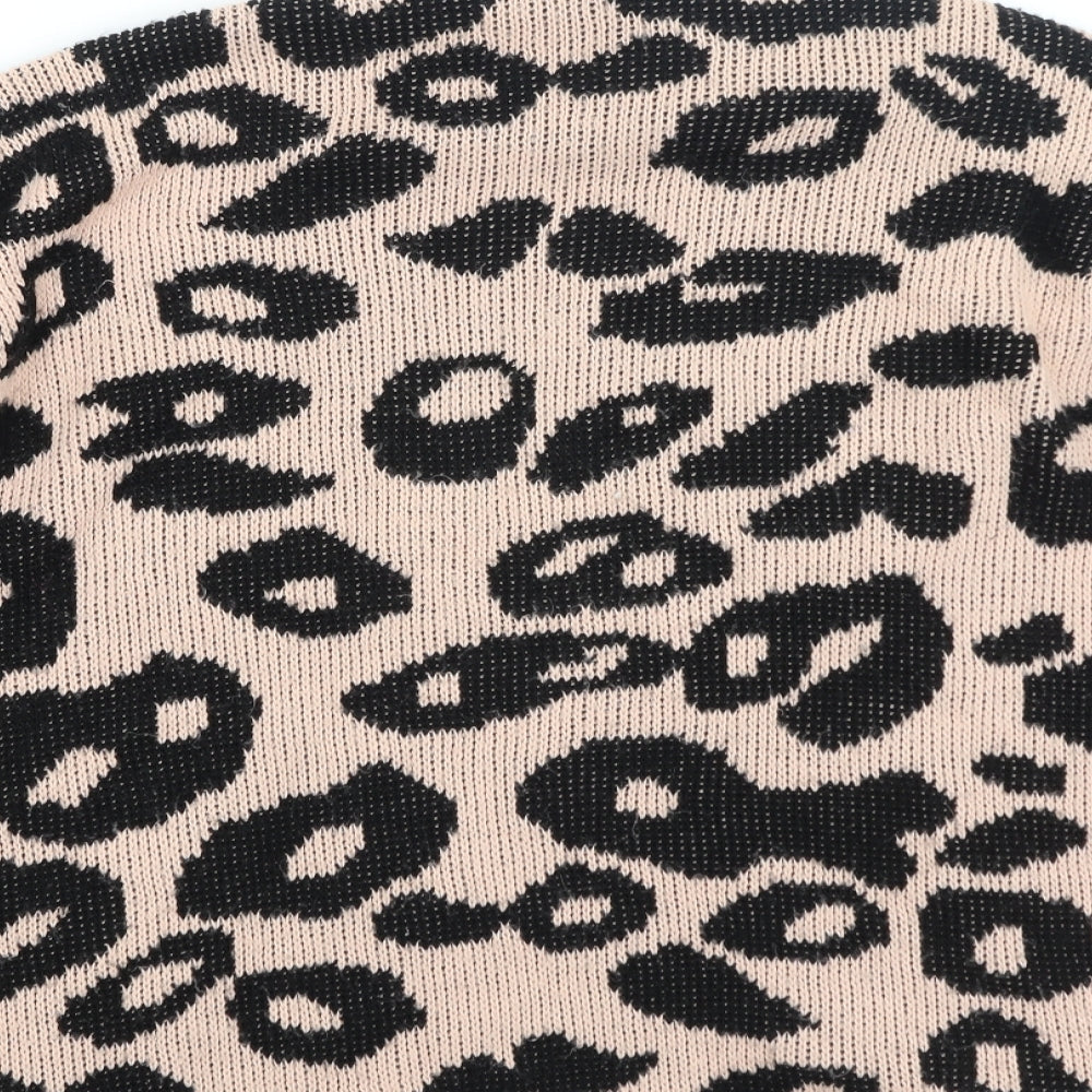 new collection Womens Multicoloured V-Neck Animal Print Acrylic Cardigan Jumper Size L