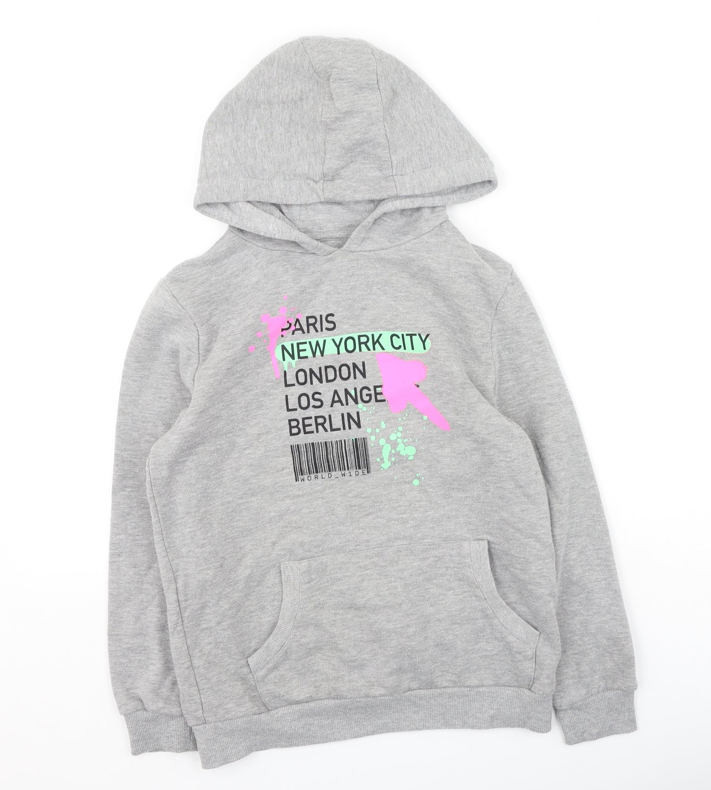Primark  Girls Grey  Cotton Pullover Hoodie Size 10-11 Years