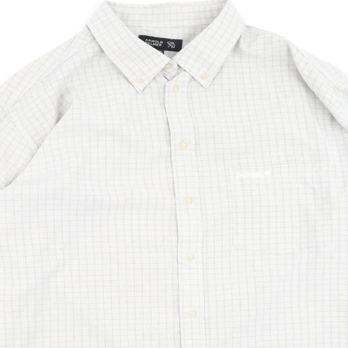 Arnold Palmer Mens Beige Plaid Polyester  Polo Size 2XL Collared