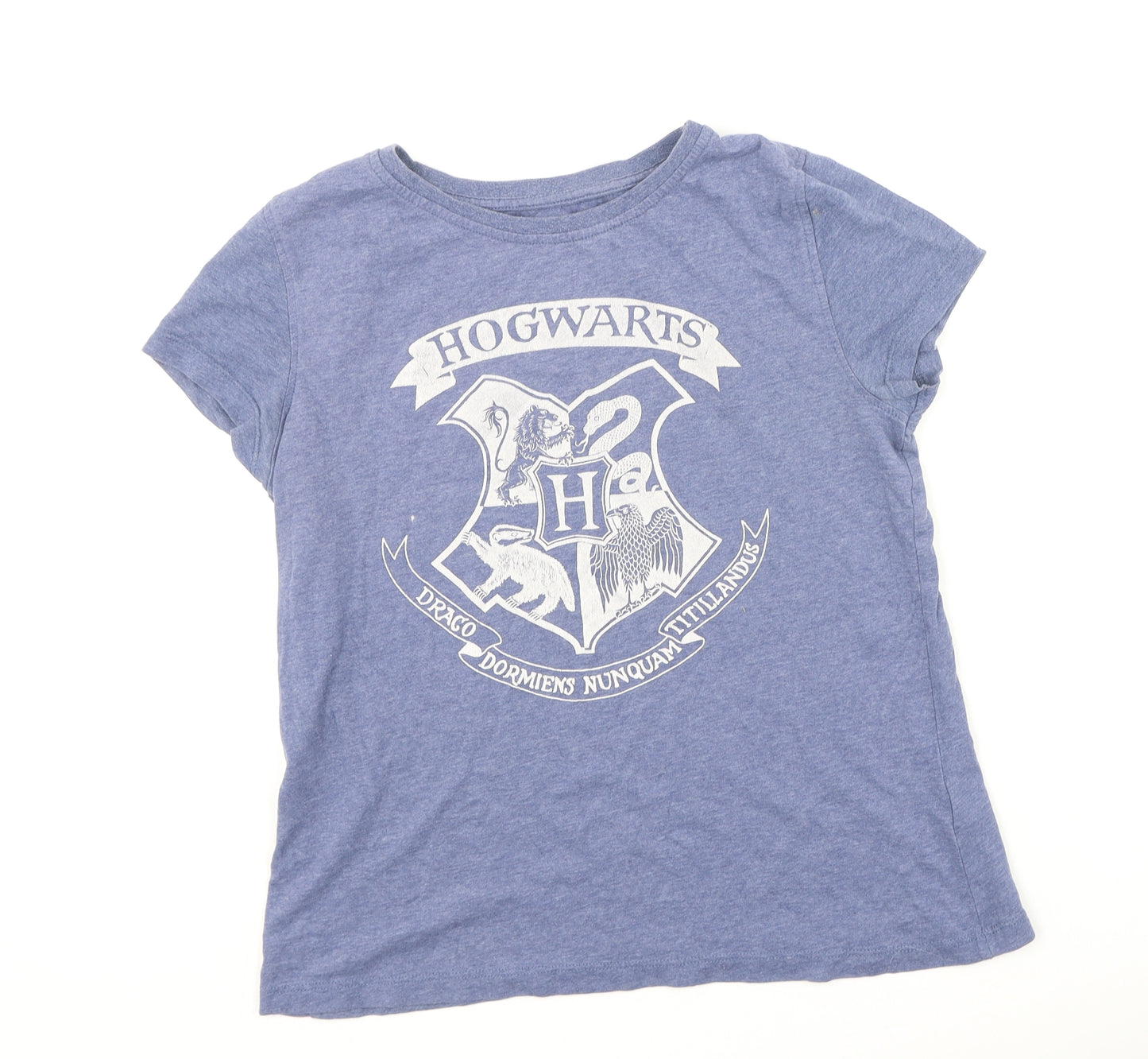 Preworn Womens Blue  Cotton Basic T-Shirt Size 10 Round Neck - Harry Potter