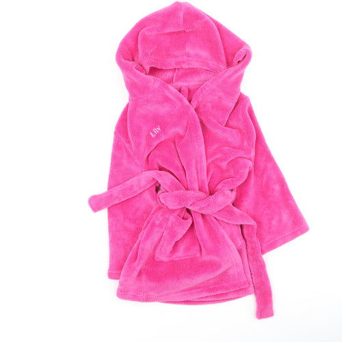 Preworn Girls Pink  Polyester Top Robe & Gown Set Size 2-3 Years