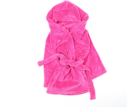 Preworn Girls Pink  Polyester Top Robe & Gown Set Size 2-3 Years