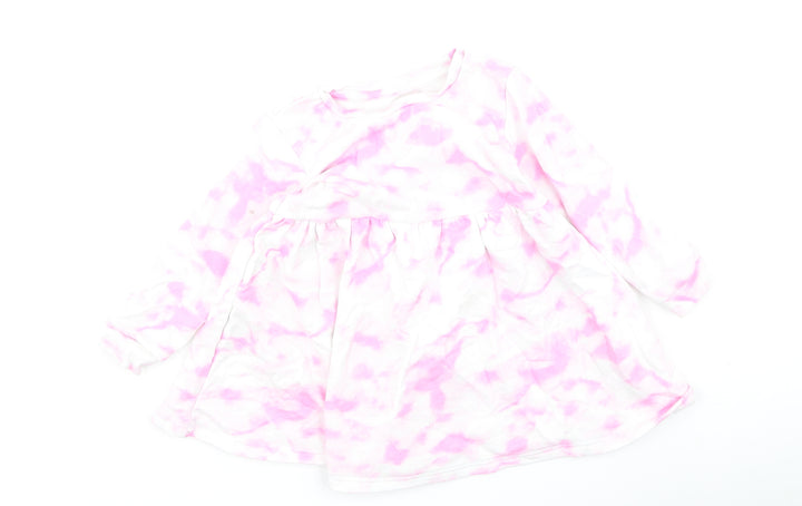 Dunnes Stores Girls Pink  Cotton Fit & Flare  Size 12-18 Months  Round Neck
