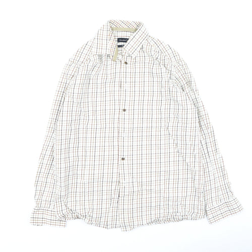Double TWO Mens Beige Plaid Cotton  Polo Size 40 Collared