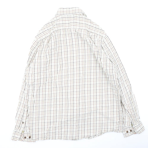 Double TWO Mens Beige Plaid Cotton  Polo Size 40 Collared
