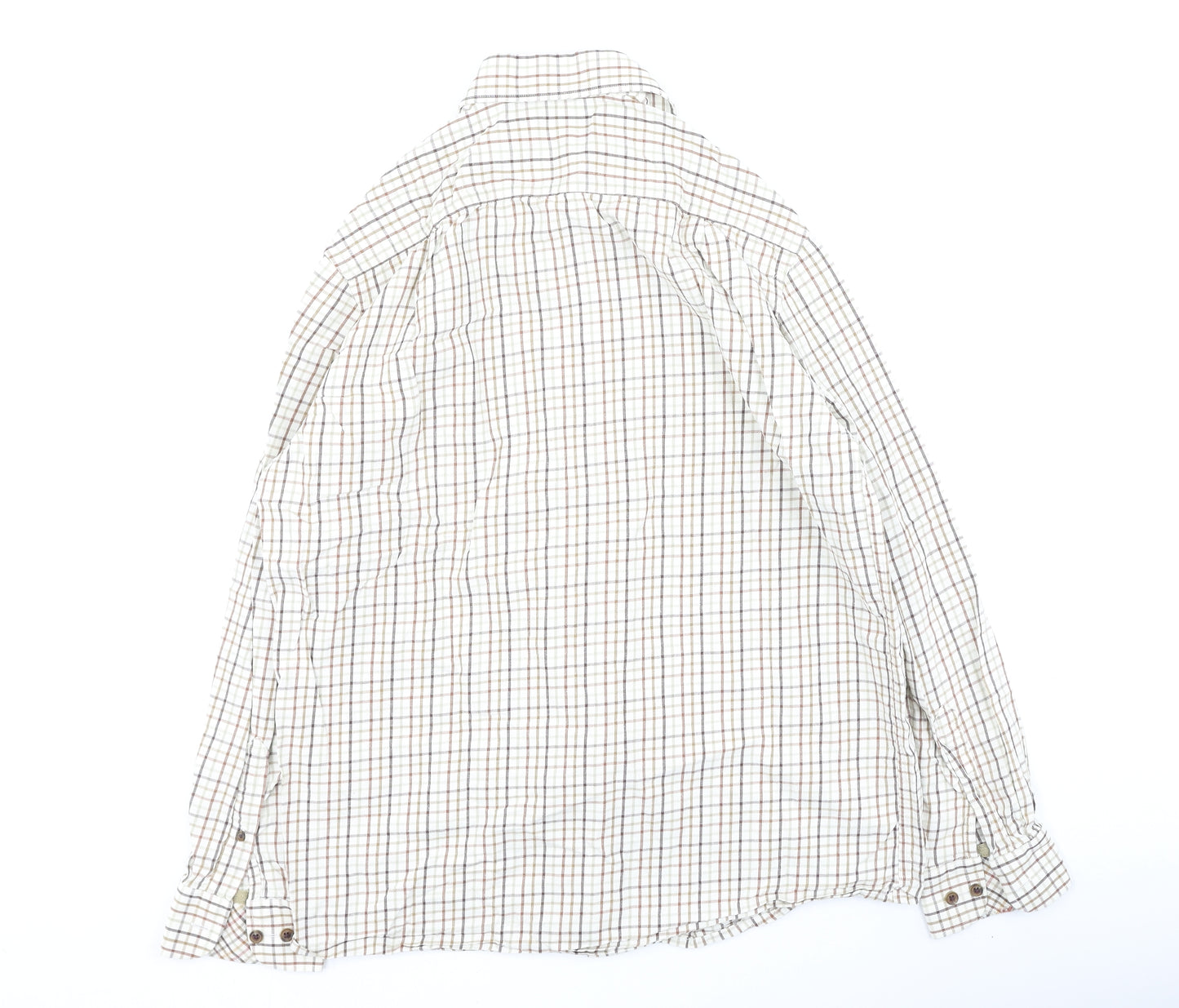 Double TWO Mens Beige Plaid Cotton  Polo Size 40 Collared