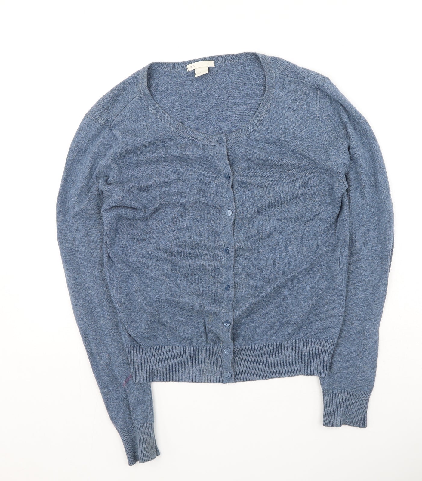 H&M Womens Blue Round Neck  Cotton Cardigan Jumper Size S