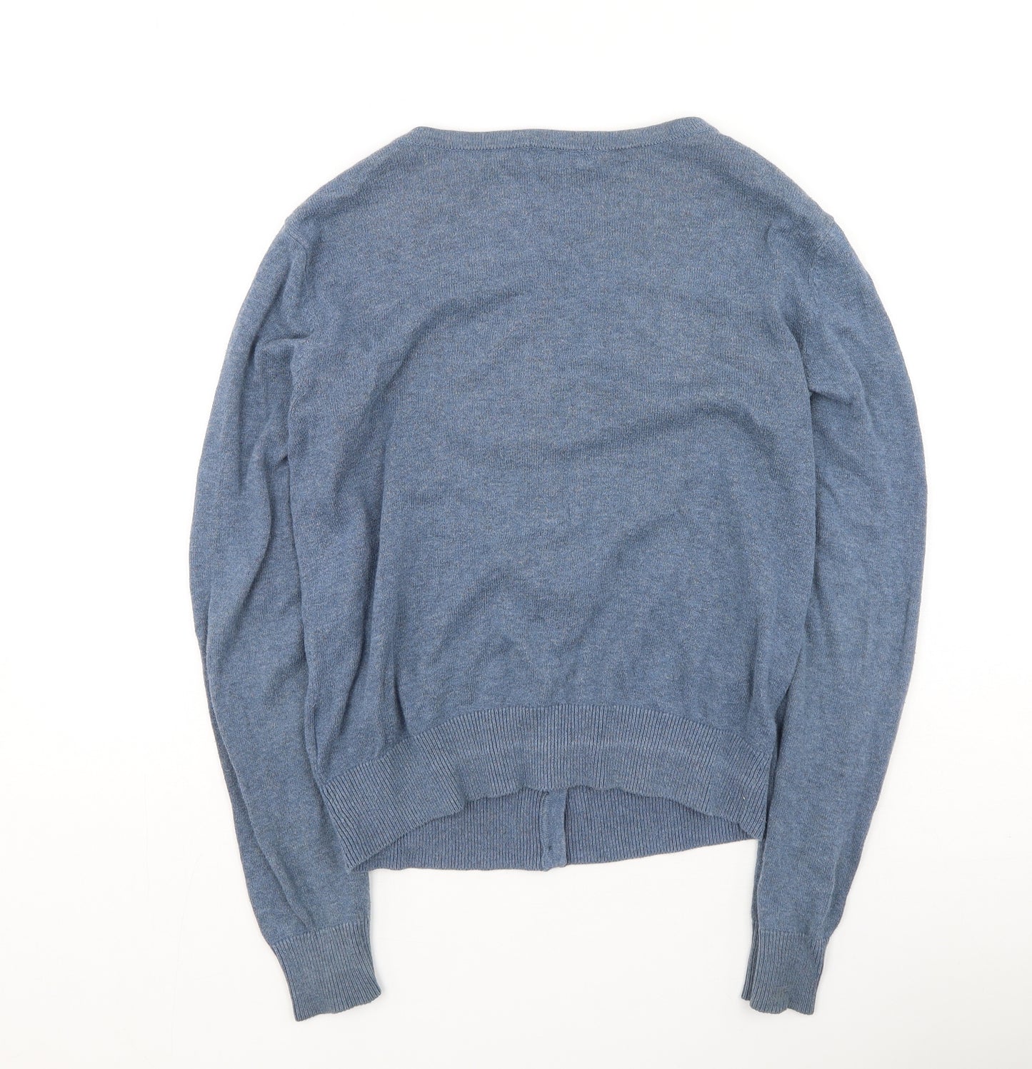 H&M Womens Blue Round Neck  Cotton Cardigan Jumper Size S