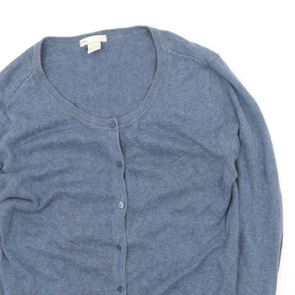 H&M Womens Blue Round Neck  Cotton Cardigan Jumper Size S