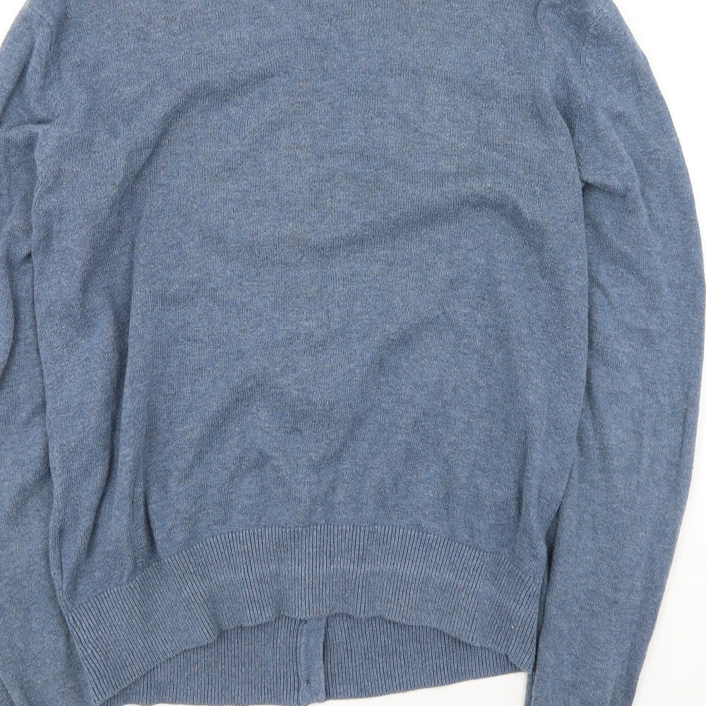 H&M Womens Blue Round Neck  Cotton Cardigan Jumper Size S