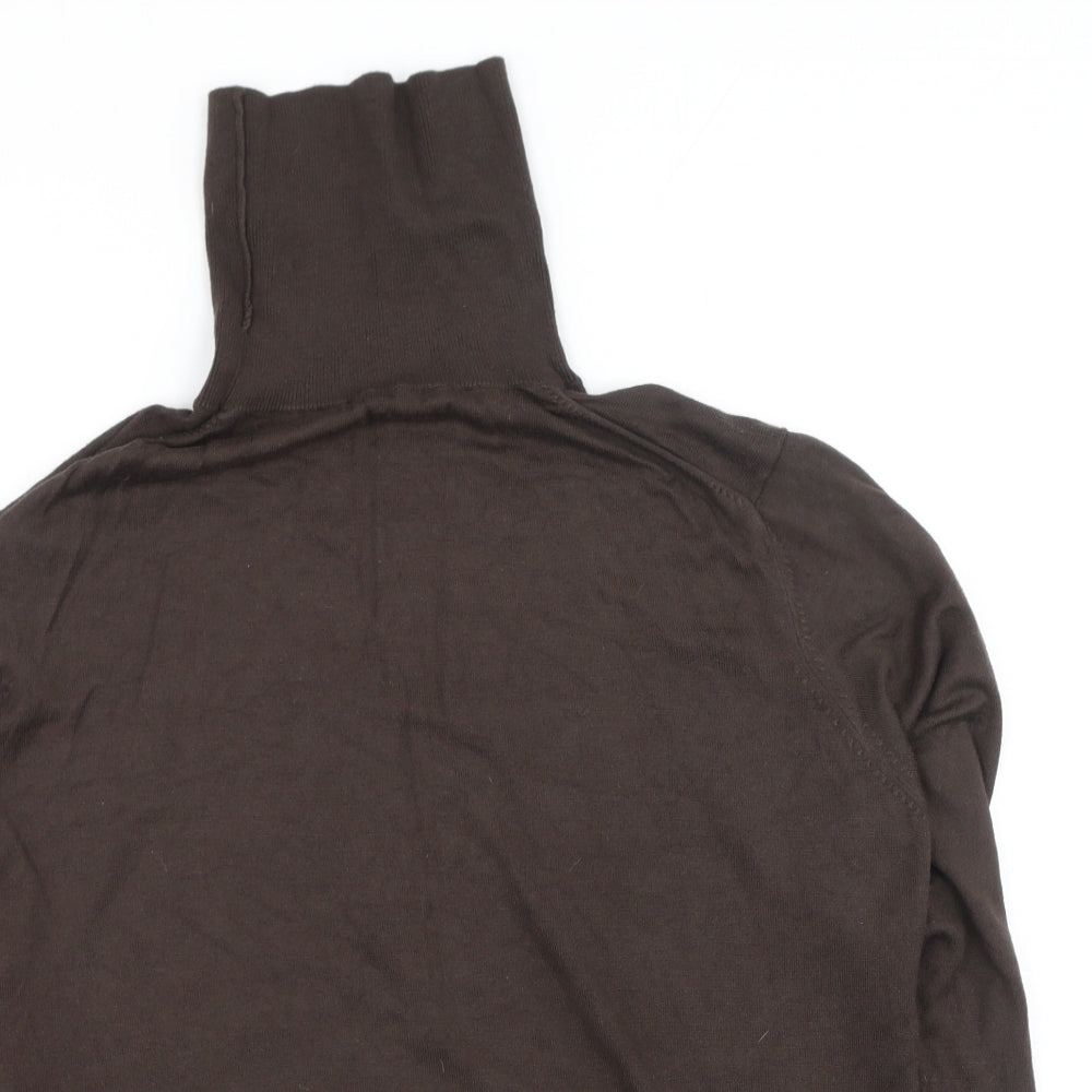 Marks and Spencer Womens Brown High Neck  Viscose Pullover Jumper Size 22