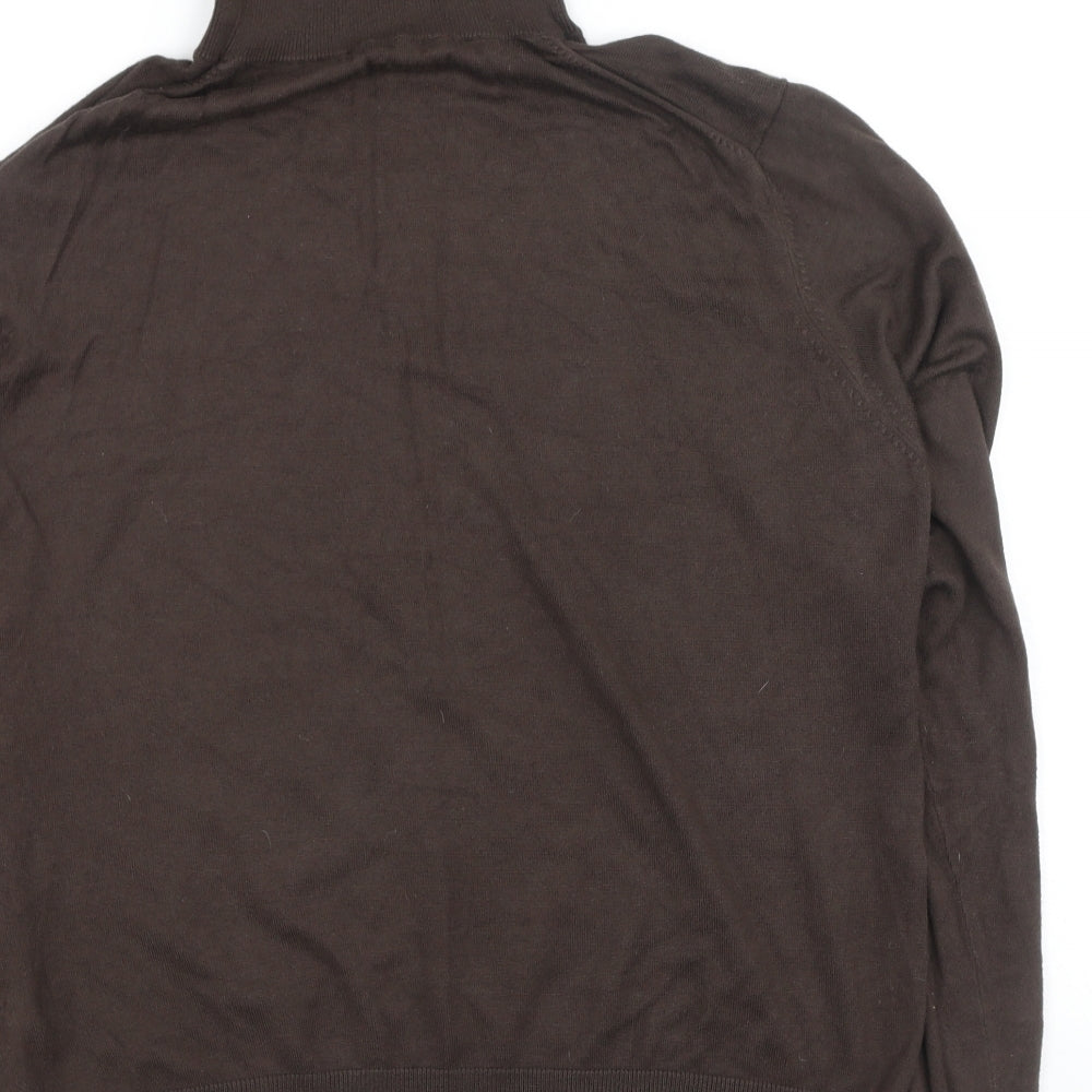 Marks and Spencer Womens Brown High Neck  Viscose Pullover Jumper Size 22
