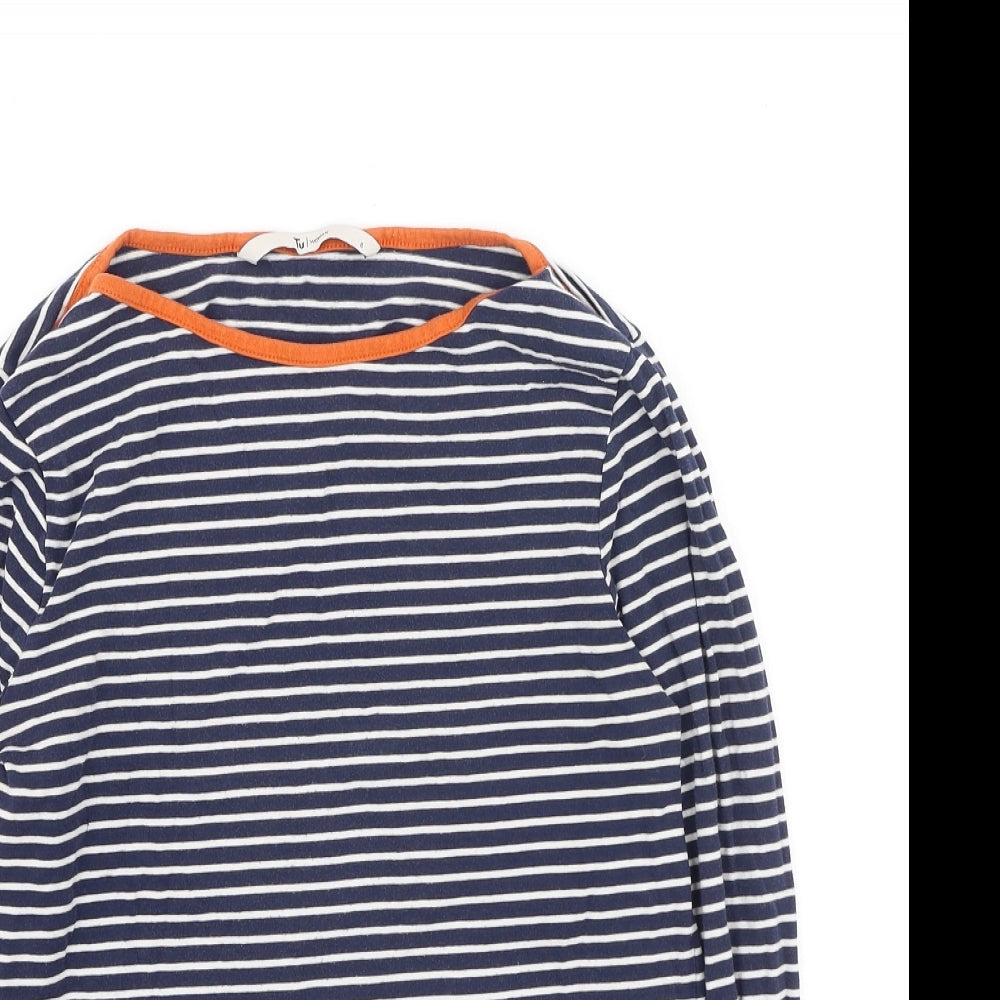 TU Womens Multicoloured Striped Cotton Basic T-Shirt Size 8 Round Neck
