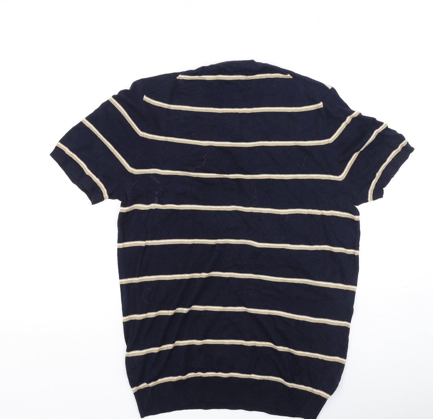 Marks and Spencer Womens Multicoloured Striped Cotton Basic T-Shirt Size S Round Neck