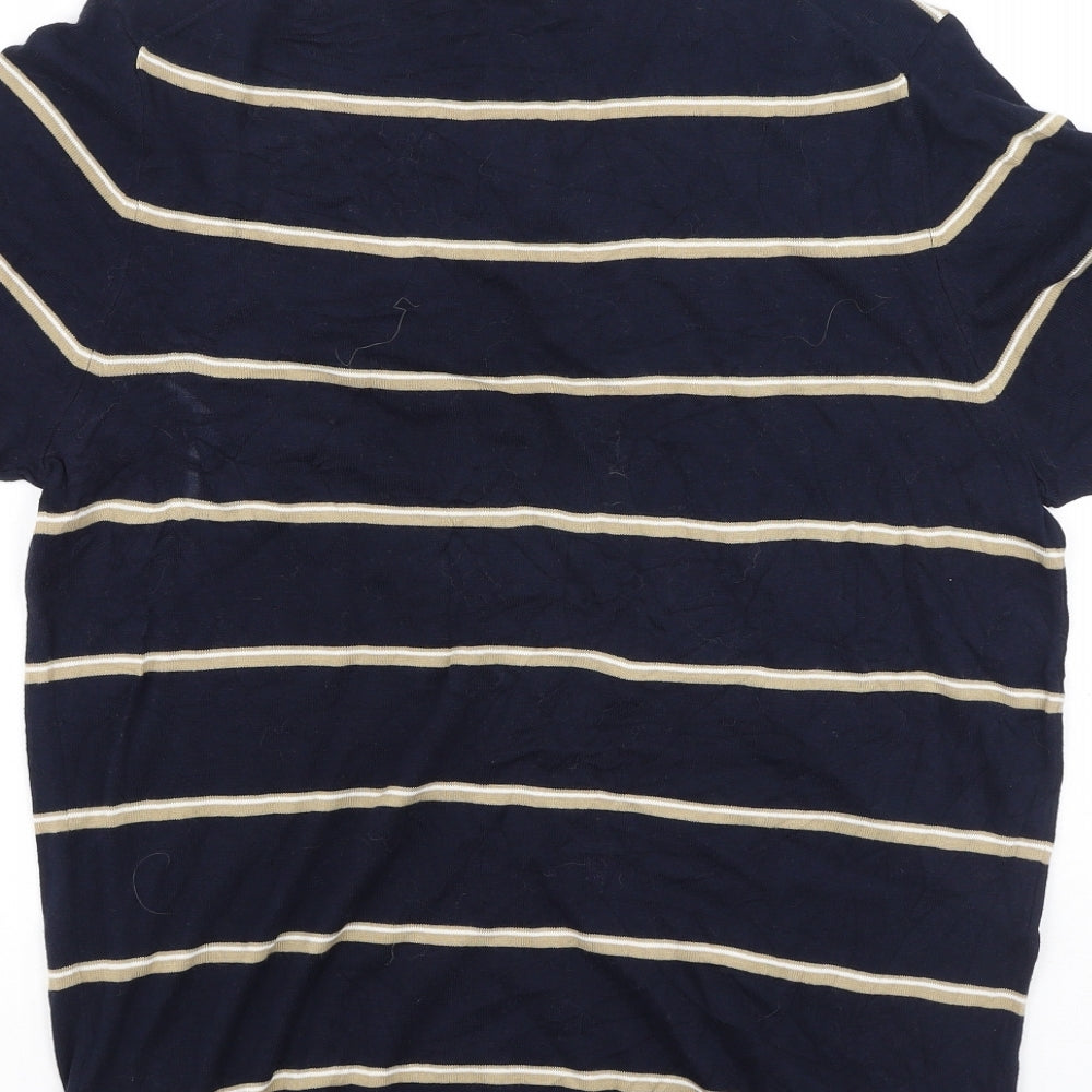 Marks and Spencer Womens Multicoloured Striped Cotton Basic T-Shirt Size S Round Neck