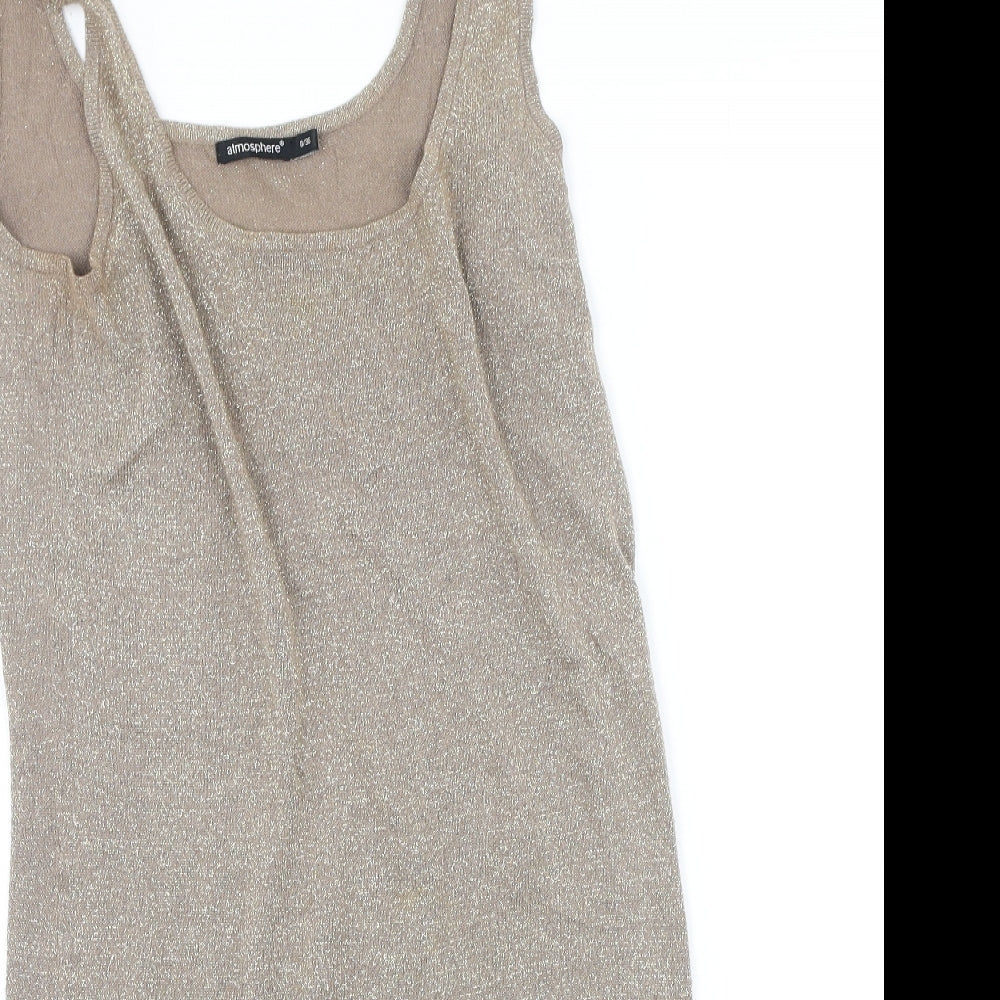 Primark  Womens Gold  Viscose Bodycon  Size 8  Round Neck