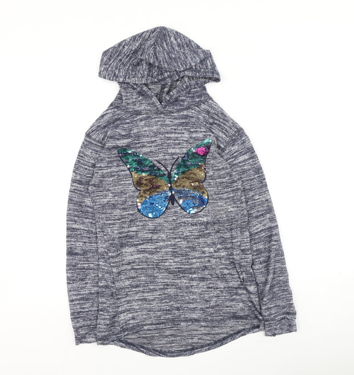 Debenhams Girls Blue  Polyester Pullover Hoodie Size 11-12 Years   - Butterflies