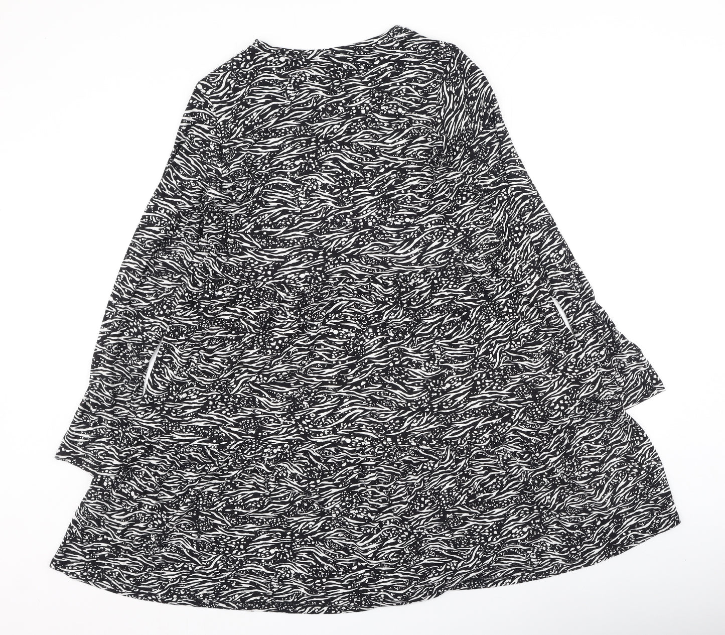 F&F Womens Black Animal Print Cotton Fit & Flare  Size 20  Round Neck