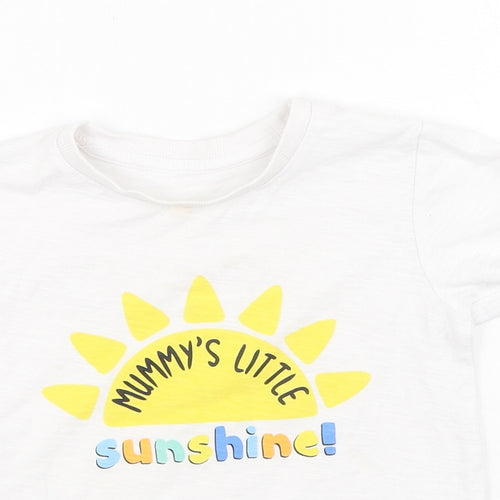 Preworn Girls White  Cotton Basic Casual Size 2-3 Years Round Neck
