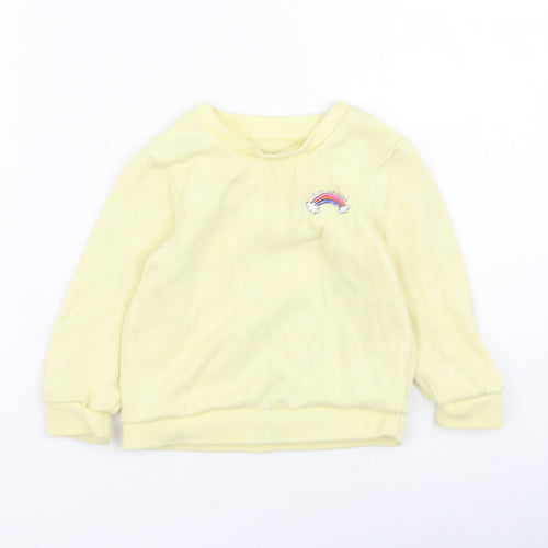 Primark  Girls Yellow  Cotton Pullover Jumper Size 24 Months   - Rainbow