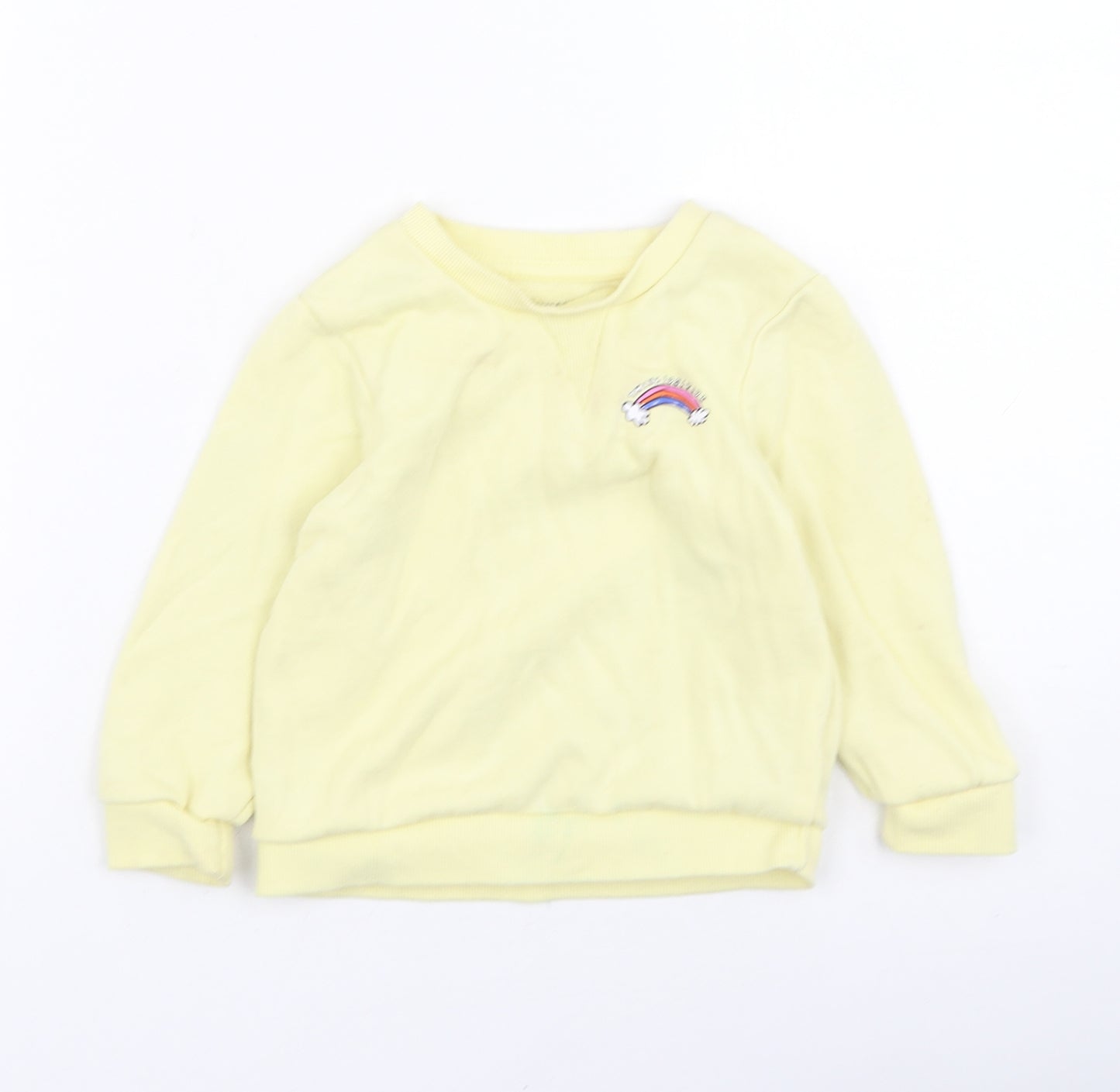 Primark  Girls Yellow  Cotton Pullover Jumper Size 24 Months   - Rainbow