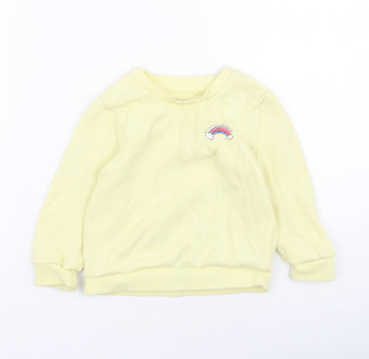 Primark  Girls Yellow  Cotton Pullover Jumper Size 24 Months   - Rainbow