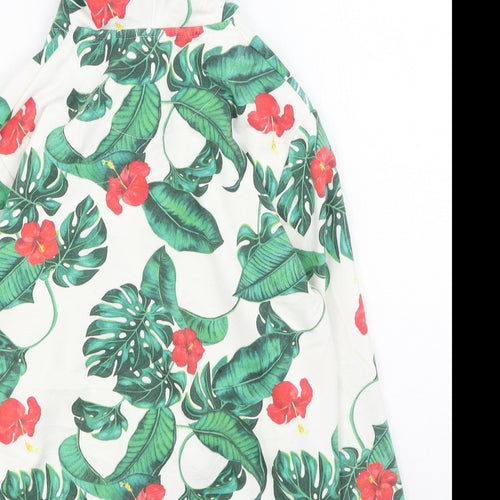 Zara Girls Multicoloured Round Neck Floral Cotton Full Zip Jumper Size 10 Years