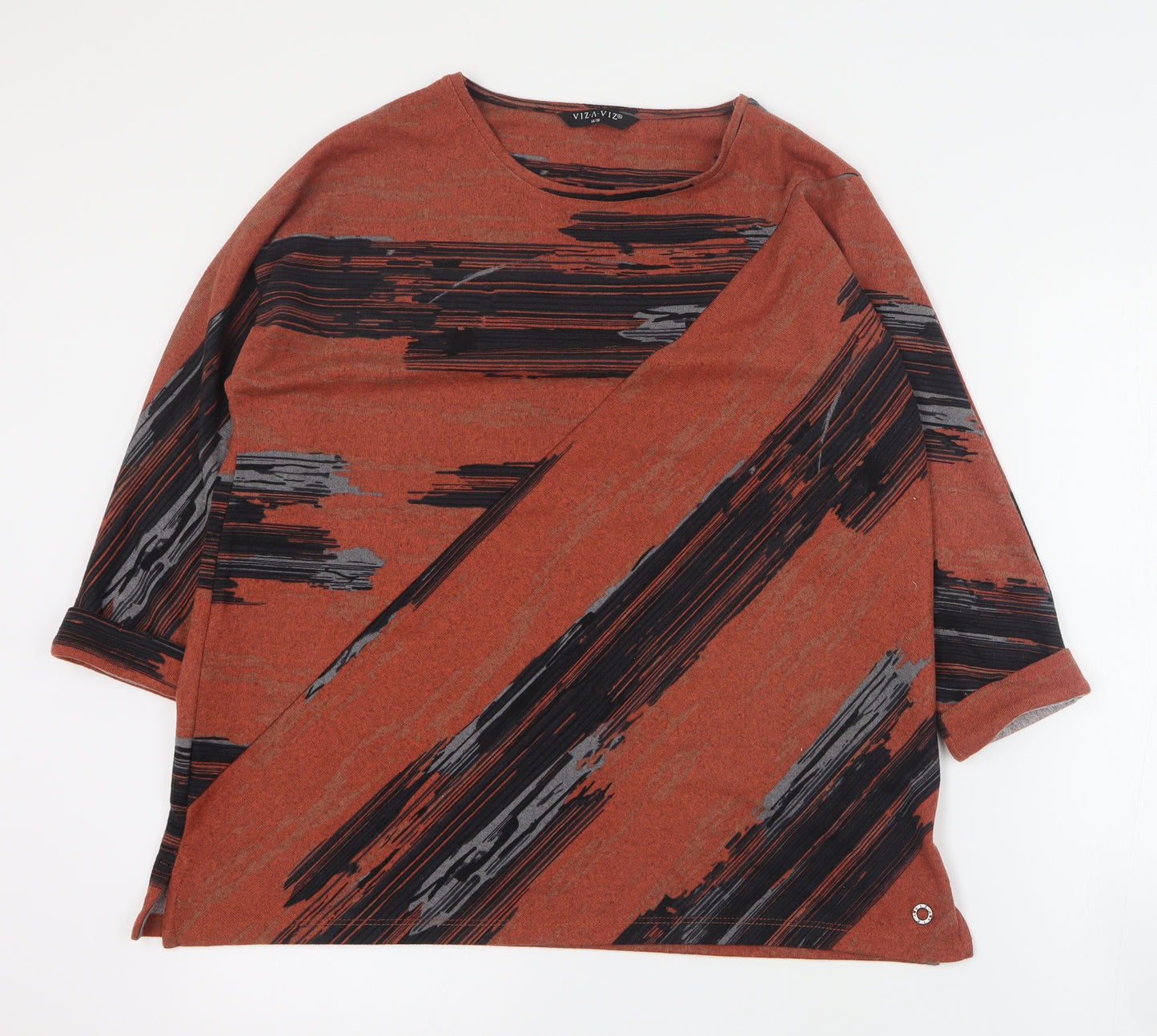 Viza Viz Womens Orange Round Neck  Polyester Pullover Jumper Size 14   - 14 / 16