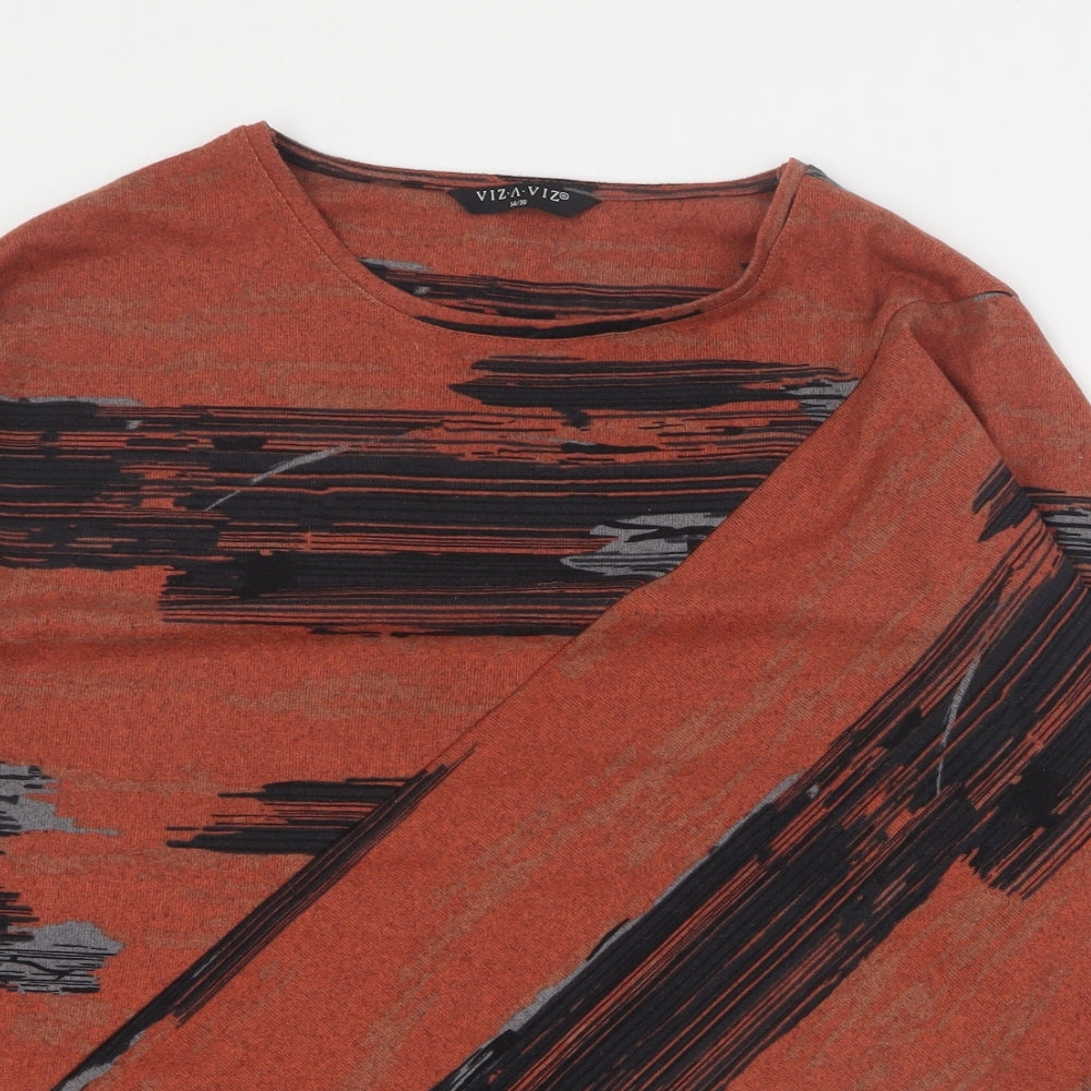Viza Viz Womens Orange Round Neck  Polyester Pullover Jumper Size 14   - 14 / 16