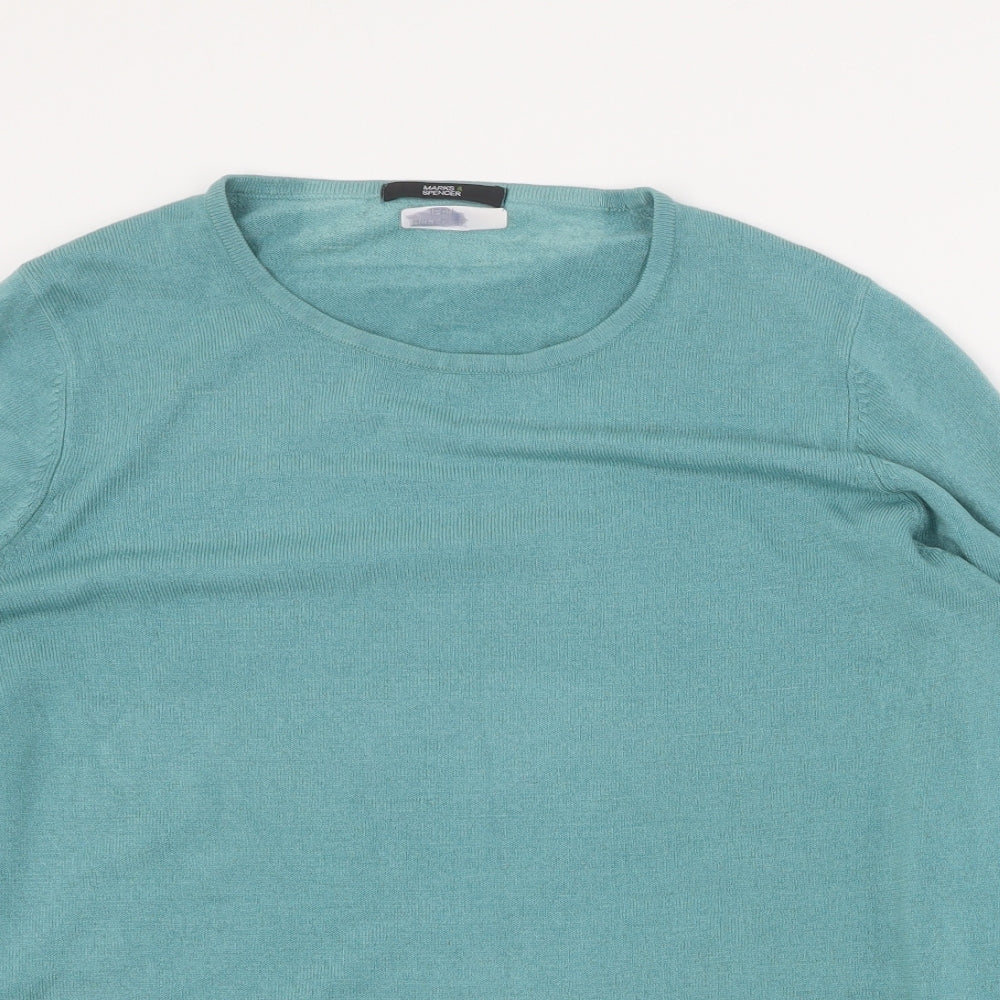 Marks and Spencer Womens Blue Round Neck  Acrylic Pullover Jumper Size 16