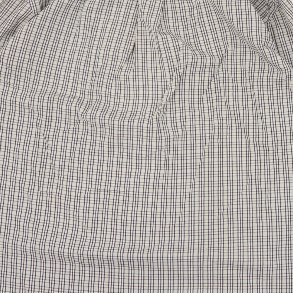 Ben Sherman Mens Brown Plaid Polyester  Button-Up Size M Collared Button